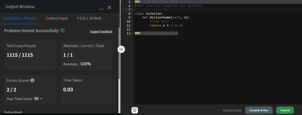 divisor game leetcode solution, divisor game leetcode, divisor game gfg, divisor game solution, gfg potd solution python, gfg potd solution today, gfg potd solution today github, geeks for geeks potd solution today, geeks for geeks problem of the day github, geeksforgeeks problem of the day solution, gfg potd solution 9 may 2024,